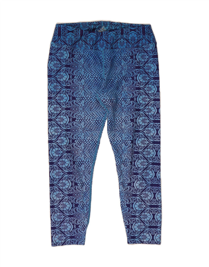 PRANA Womens Capri Leggings UK 12 Medium Blue Floral Polyester Vintage Prana and Second-Hand Prana from Messina Hembry 