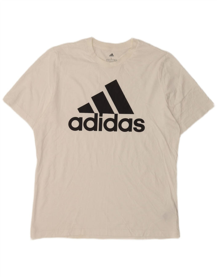 ADIDAS Herren Grafik T-Shirt Top Große weiße Baumwolle