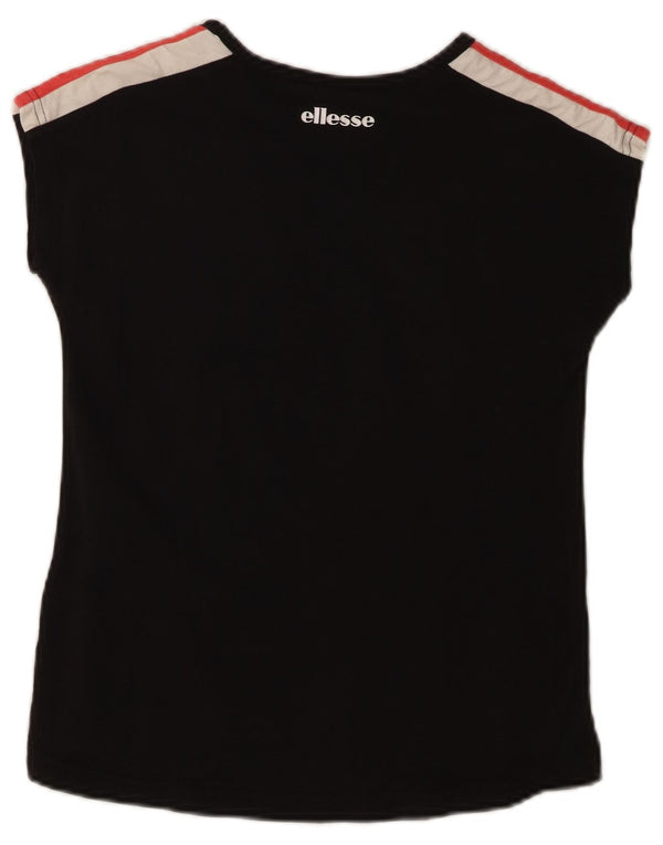 Ellesse Girls Graphic T-Shirt Top 13-14 Years Black Colourblock Cotton