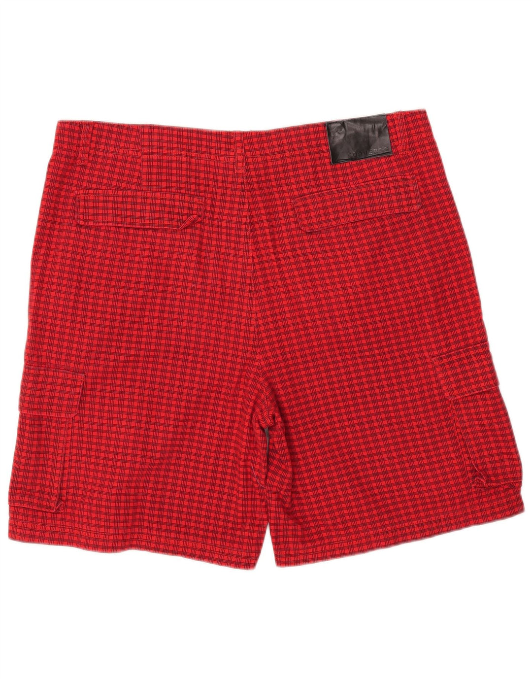 Converse Herren Cargo-Shorts W38 XL Rot kariertes Polyester