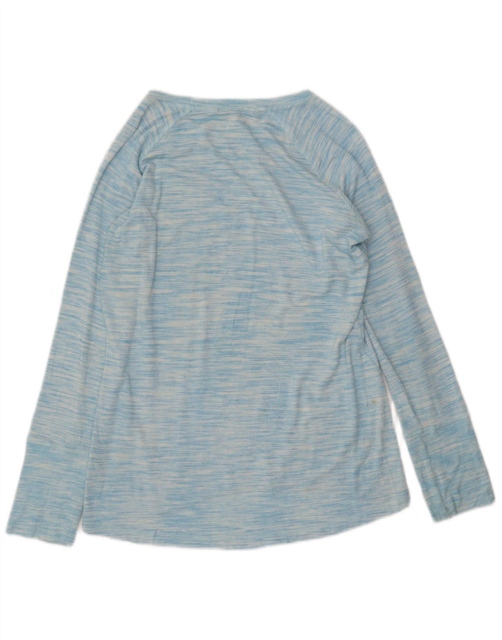 CHAMPION Damen-Sweatshirt-Pullover UK 14 Mittelblau meliertes Viskose