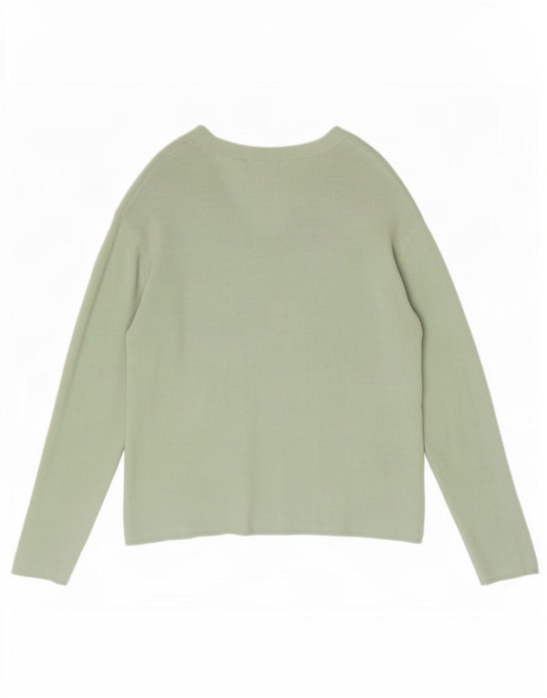 Marks & Spencer Damen-Pullover mit V-Ausschnitt, UK 14, mittelgrüne Viskose