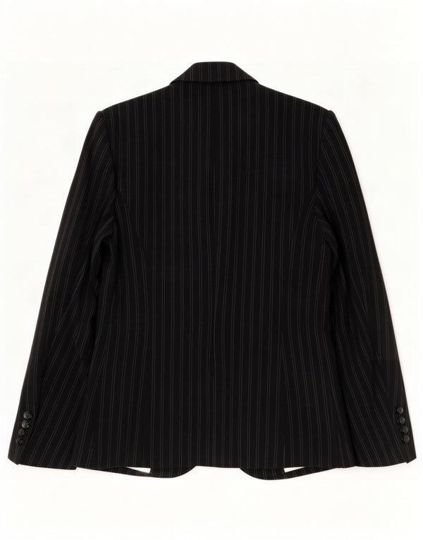 Marks & Spencer Damen-Blazer mit 1 Knopf, UK 12, Mittelschwarz, Nadelstreifen
