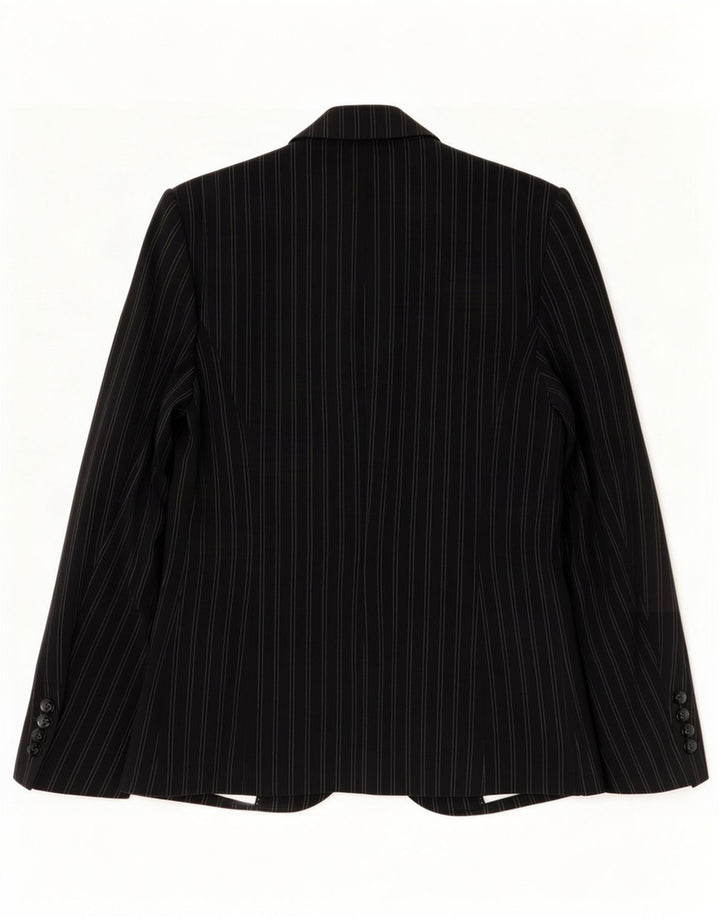Marks & Spencer Damen-Blazer mit 1 Knopf, UK 12, Mittelschwarz, Nadelstreifen