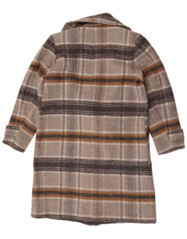 Marks & Spencer Damen Zweireihiger Mantel UK 16 Large Grau kariert