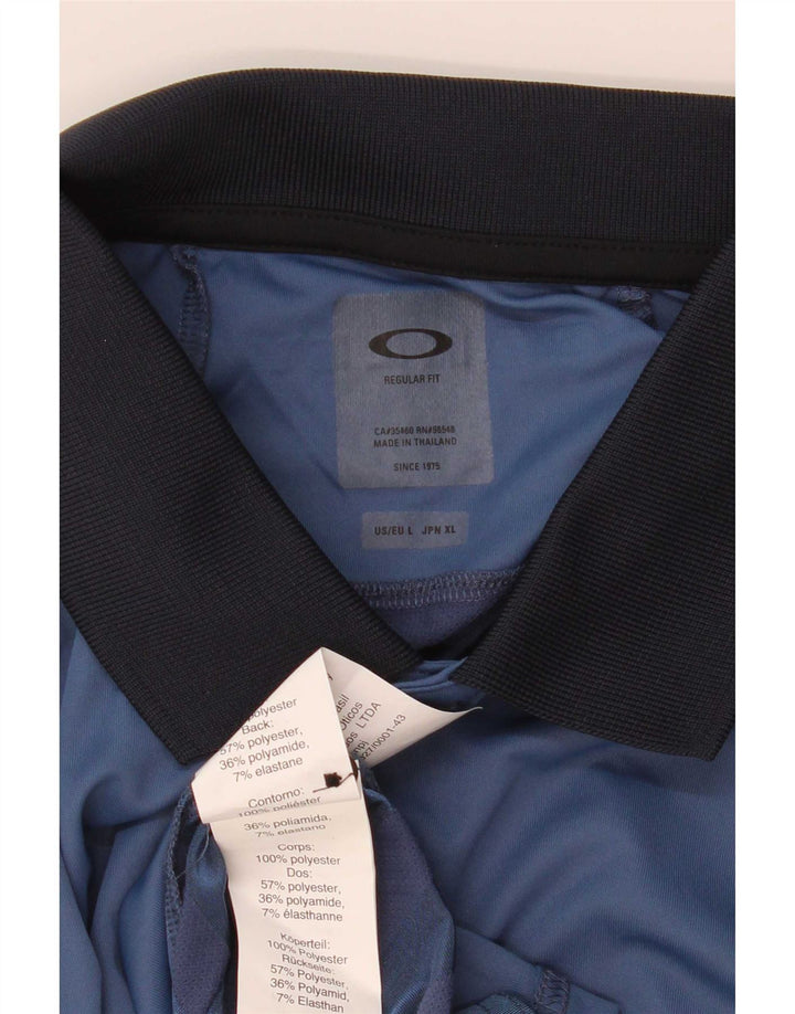 Oakley Herren-Poloshirt mit normaler Passform, großes blau gestreiftes Polyester