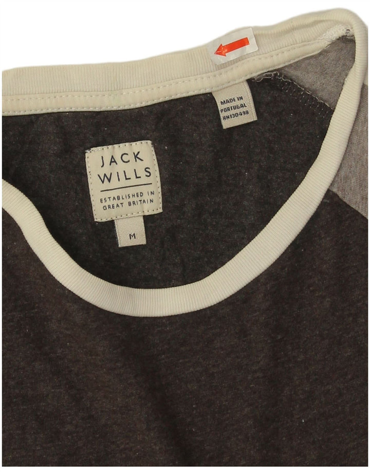 Jack Wills Herren-T-Shirt-Oberteil aus mittelschwarzer Colourblock-Baumwolle