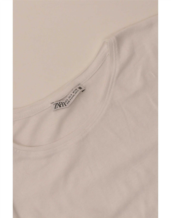 Zara Damen T-Shirt Top UK 8 Small Weiß