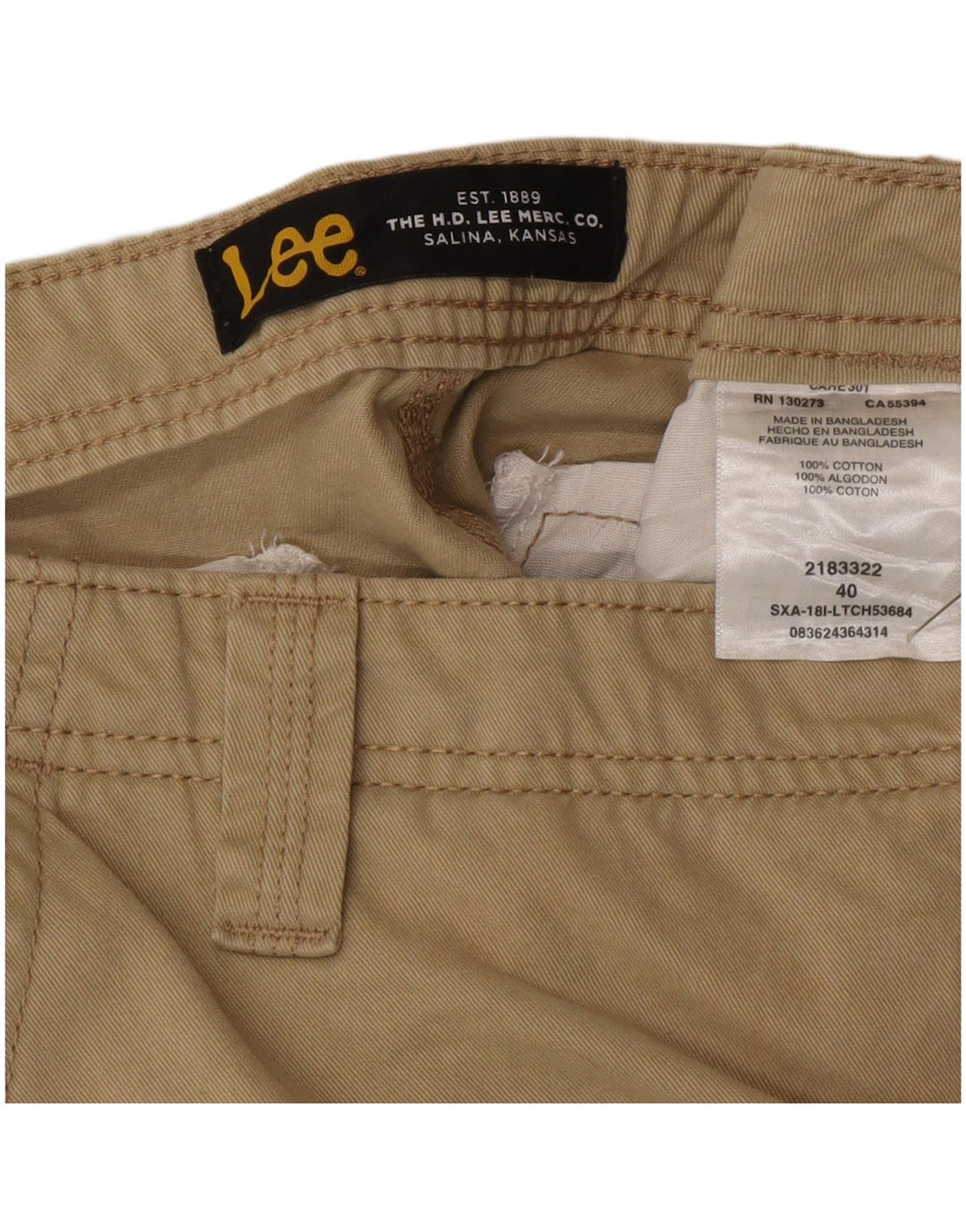 Lee Herren Cargoshorts W40 XL Khaki Baumwolle