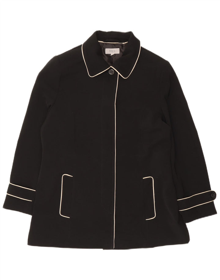 Marks & Spencer Damen Kurzer Trenchcoat UK 16 Large Schwarz Polyester