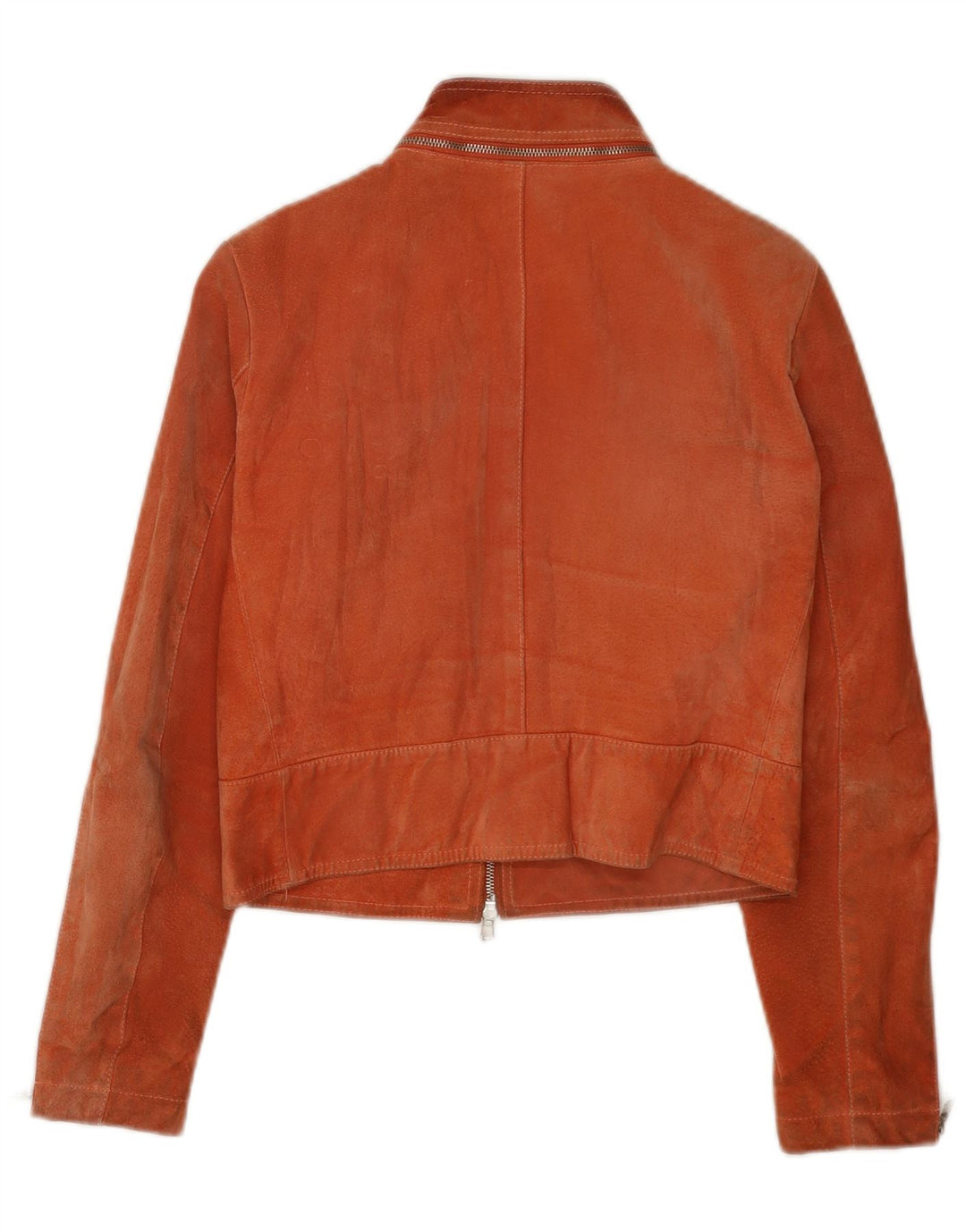 Vintage Damen Crop Wildlederjacke IT 44 Mittelbraunes Leder
