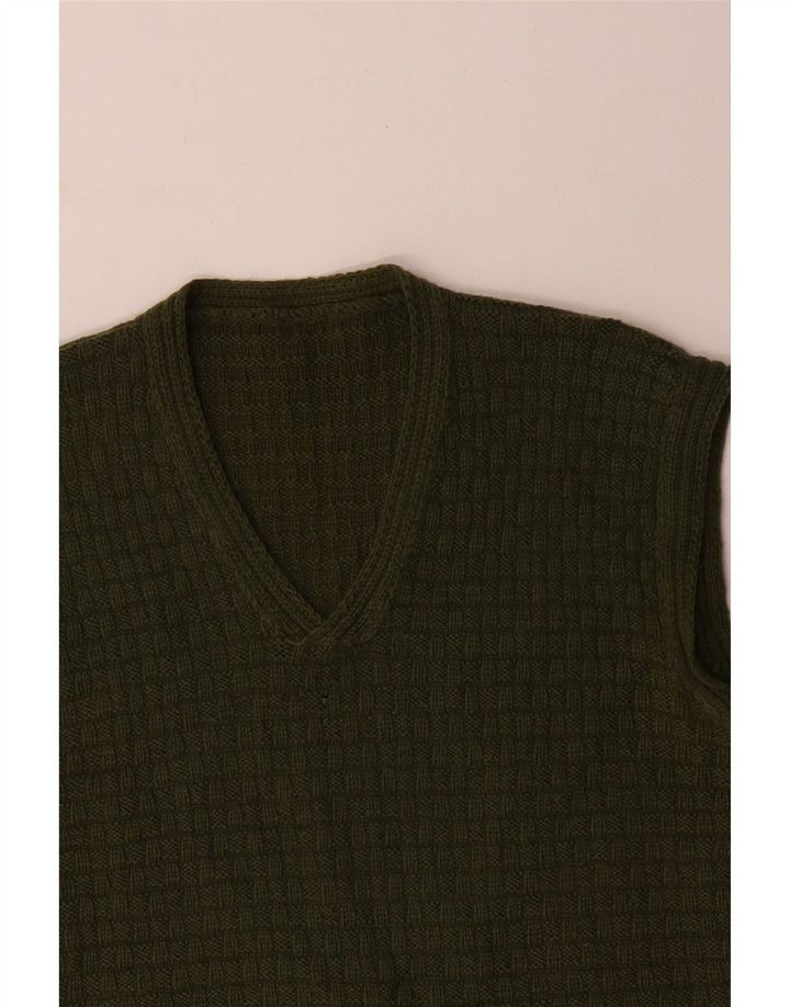 VINTAGE Damen Weste Tank Top UK 14 Mittelgrün