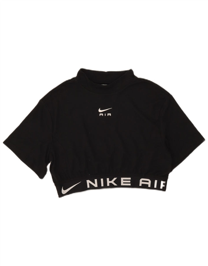Nike Damen Crop Graphic T-Shirt Top UK 14 Mittelschwarzes Polyester