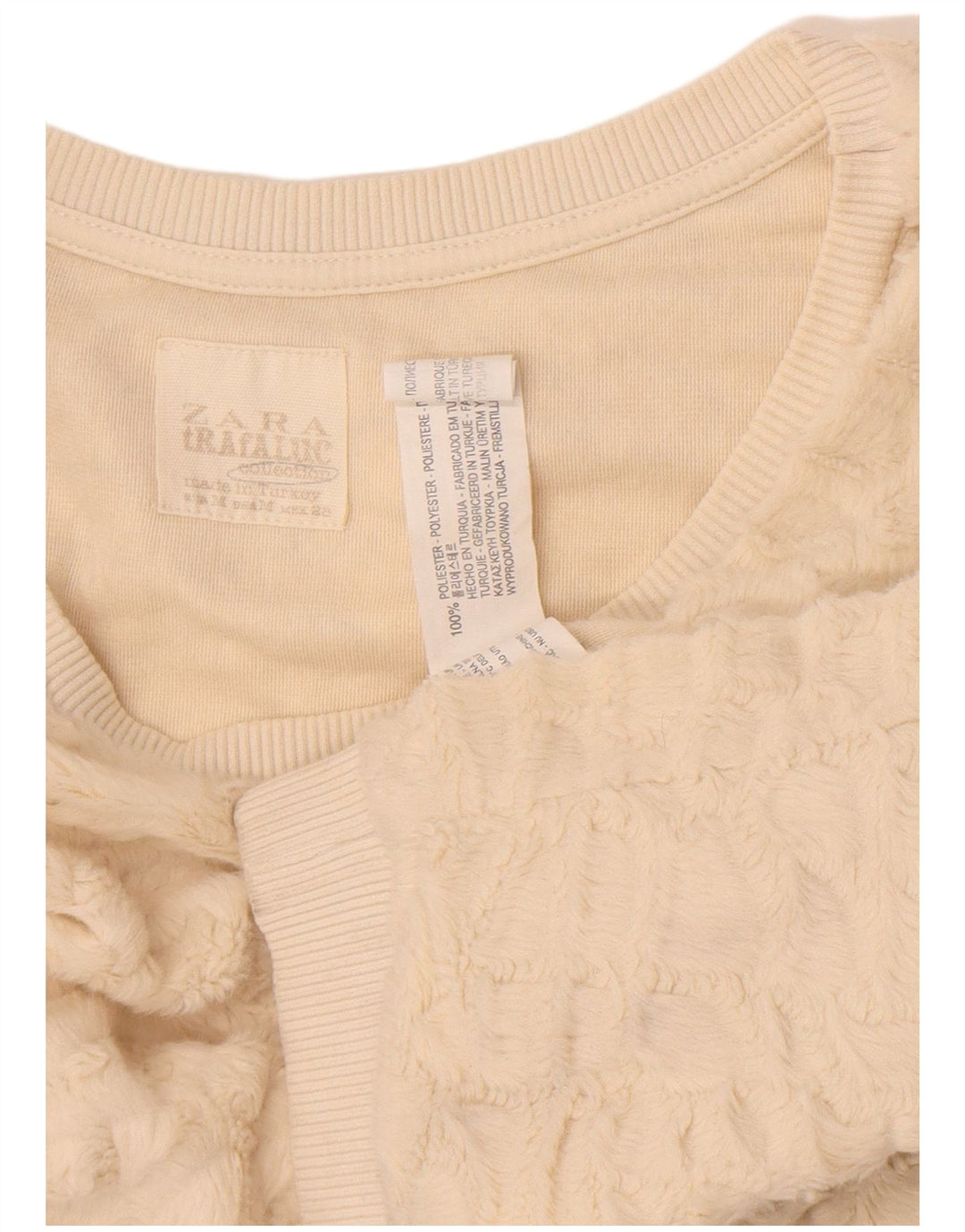 Zara Damen Fleecepullover UK 12 Medium Off White Polyester