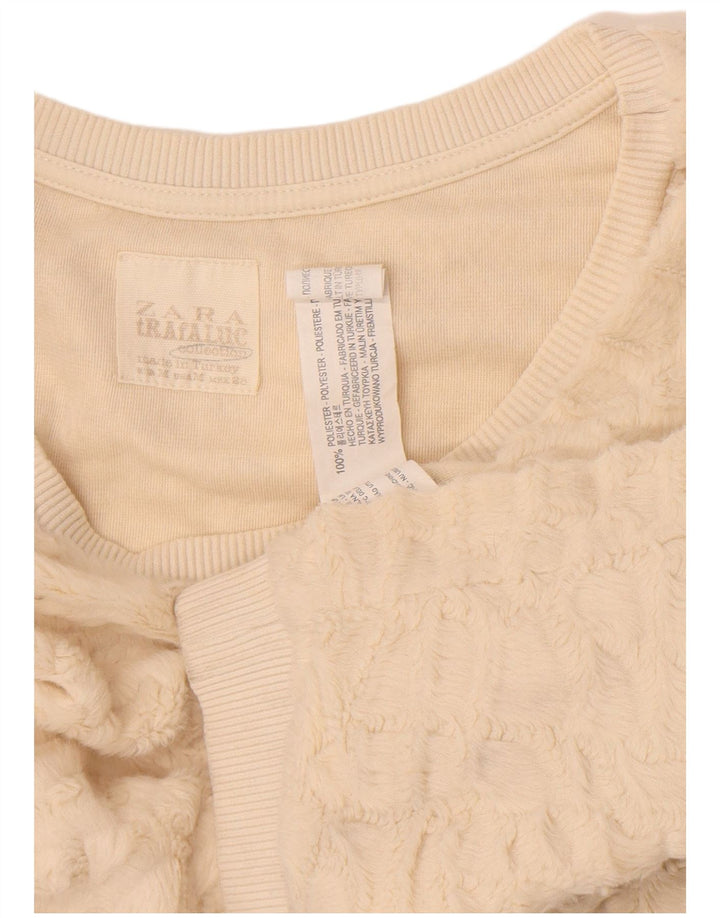Zara Damen Fleecepullover UK 12 Medium Off White Polyester