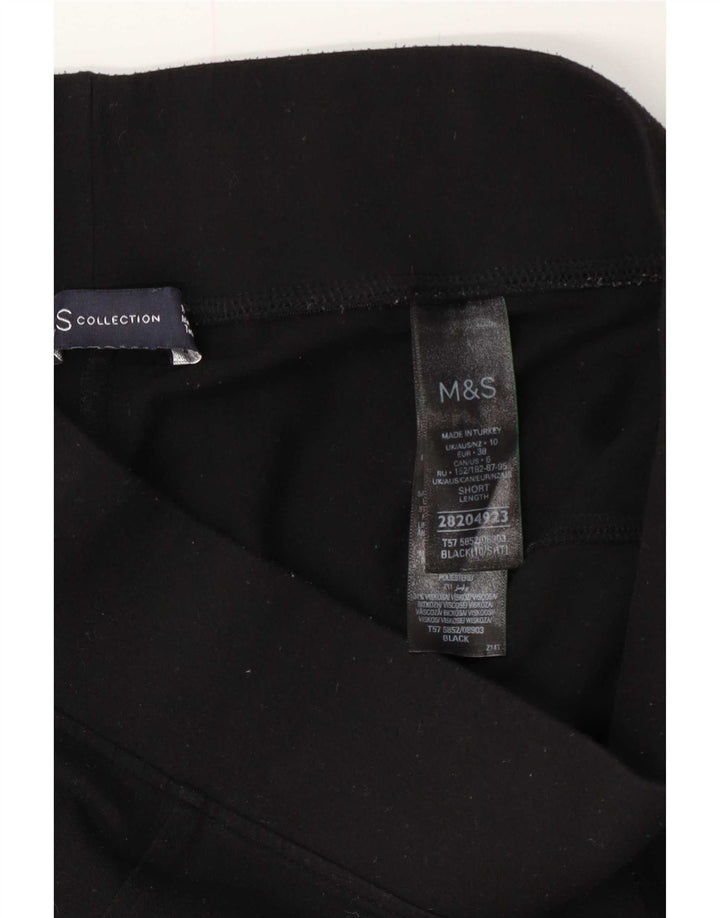 Marks & Spencer Damen Crop Leggings UK 10 Small Schwarz Polyester