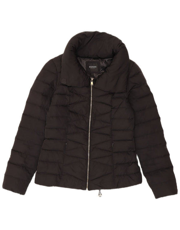 Guess Damen Wattierte Jacke UK 10 Small Schwarz Polyester