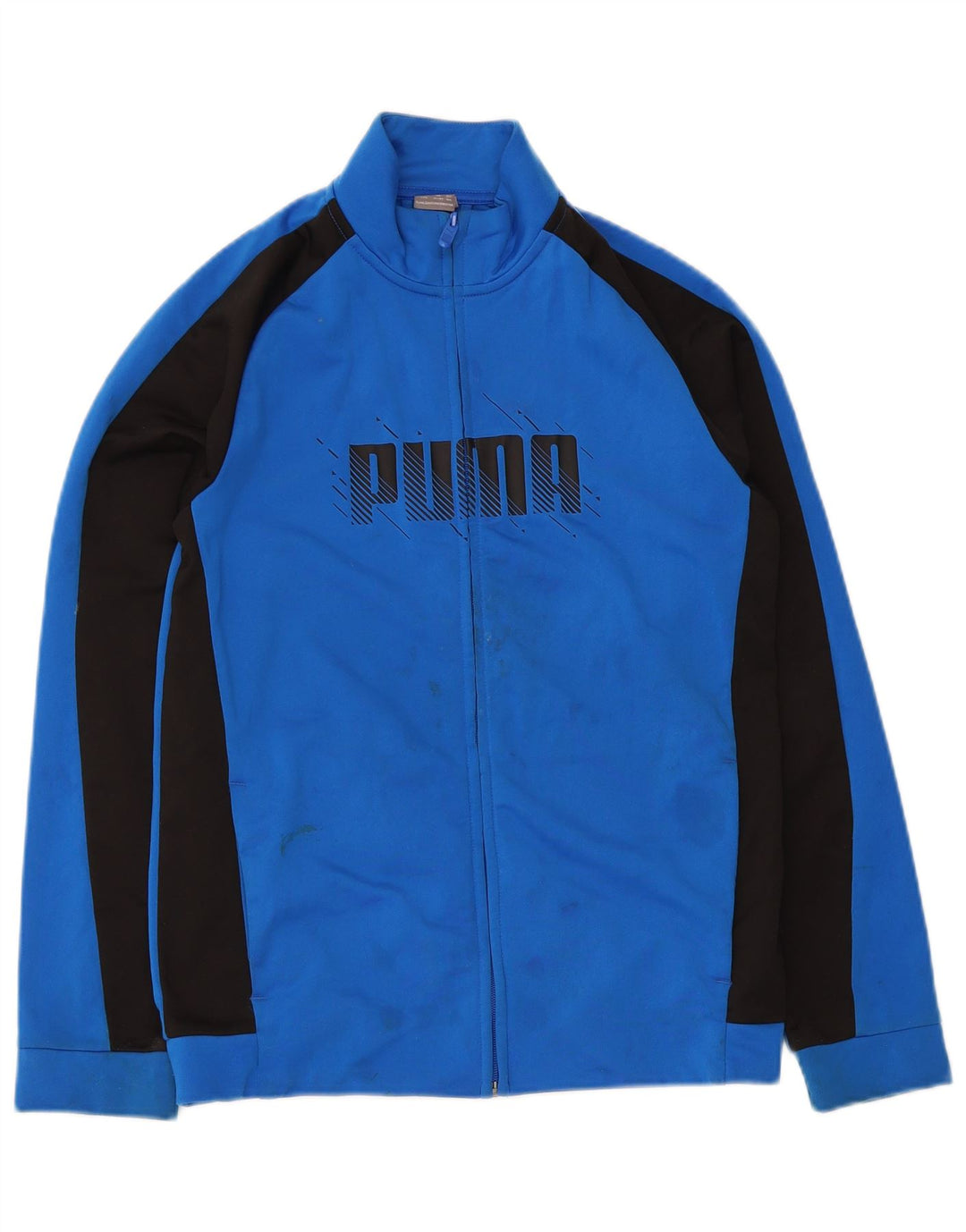 Puma Jungen Grafik-Trainingsanzug-Top-Jacke, 13–14 Jahre, blaues Farbblockdesign