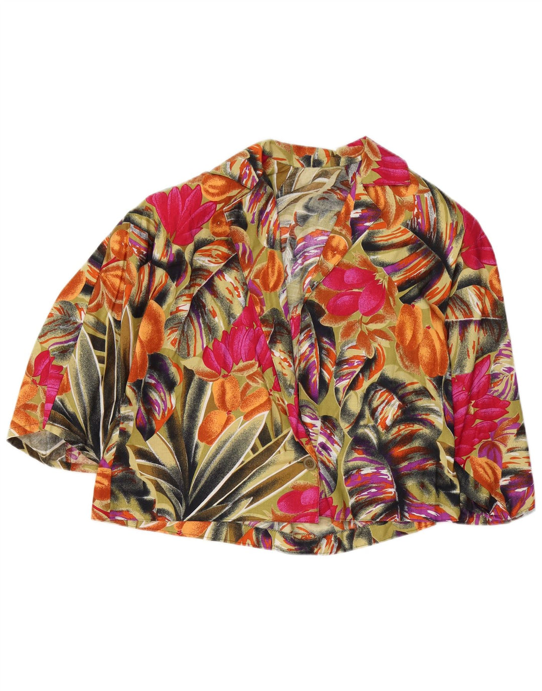 Vintage Damen 1-Knopf-Blazerjacke UK 14 Medium Mehrfarbig geblümt