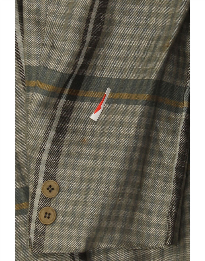 Luciano Soprani Herren-Blazer mit 1 Knopf, UK 38, mittelgrau kariertes Leinen