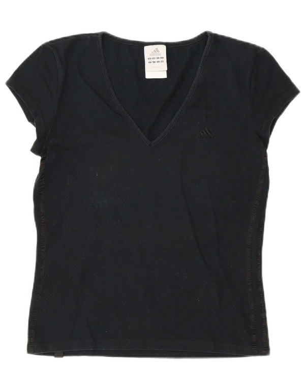 ADIDAS Damen T-Shirt Top UK 10 Small Schwarz Baumwolle