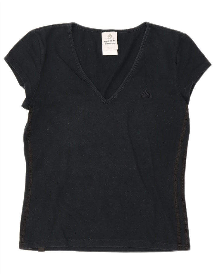 ADIDAS Damen T-Shirt Top UK 10 Small Schwarz Baumwolle