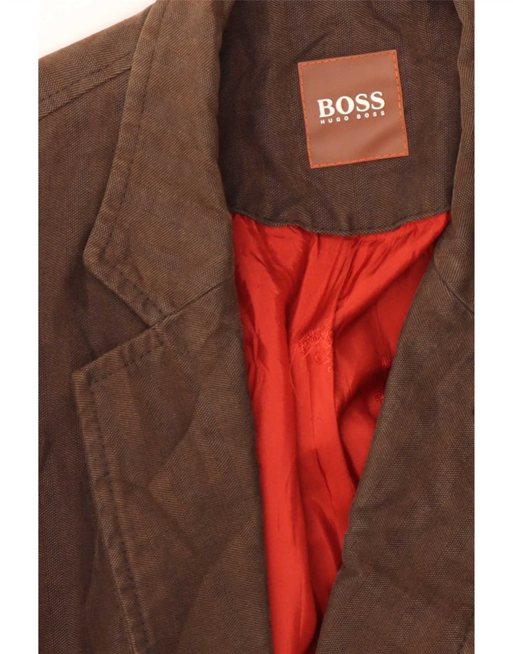 Hugo Boss Herren-Blazer mit 2 Knöpfen, EU 54, 2XL, braune Baumwolle