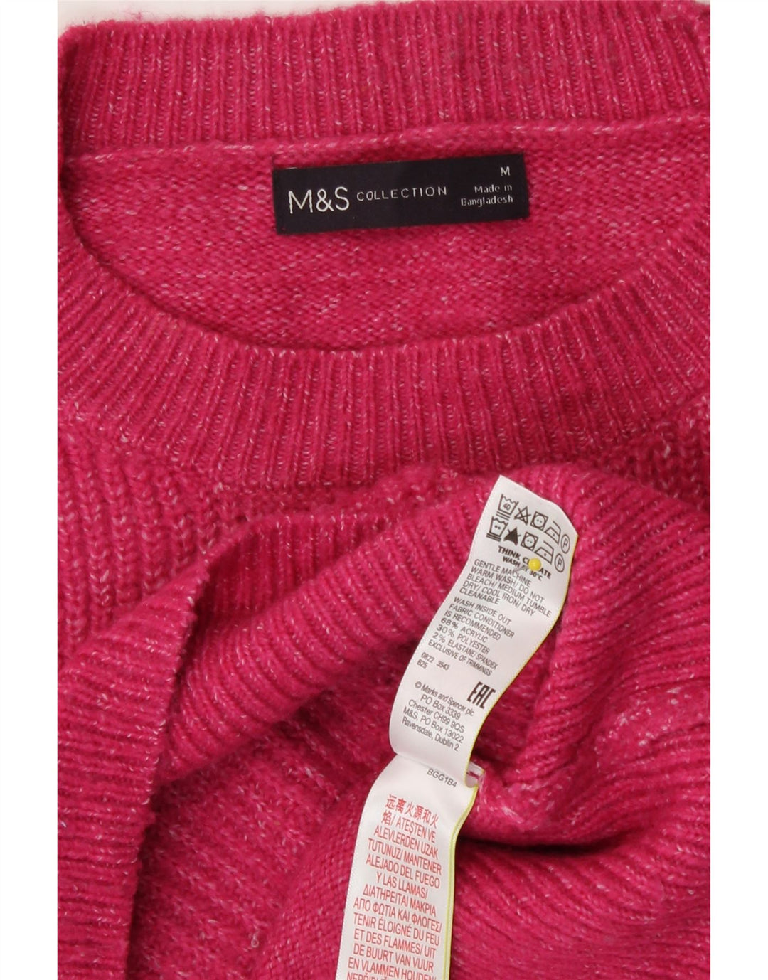 Marks & Spencer Damen-Pullover mit Rundhalsausschnitt, Gr. 14, mittelrosa meliert