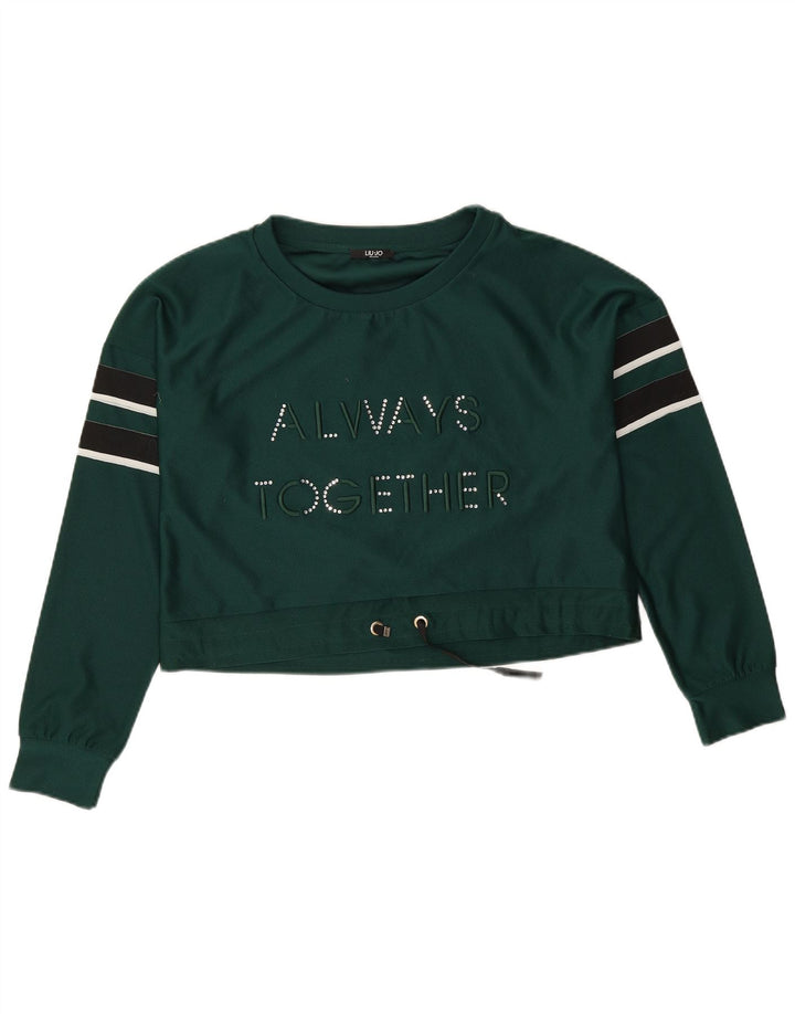 Liu Jo Damen Übergroßer Grafik-Sweatshirt-Pullover UK 10 Small Grün