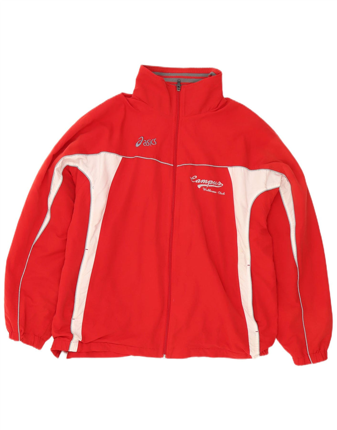 Asics Herren-Trainingsanzug-Top-Jacke, großes rotes Farbblock-Polyester