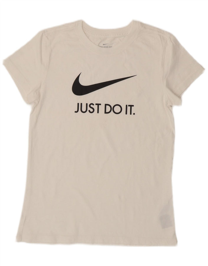 NIKE Damen-T-Shirt mit Grafik, UK 12, mittelweiße Baumwolle