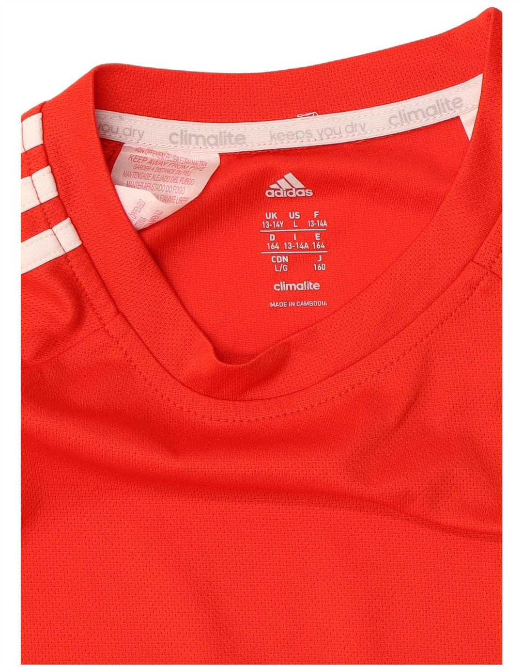 ADIDAS Jungen Climalite T-Shirt Top 13-14 Jahre Orange Farbblock