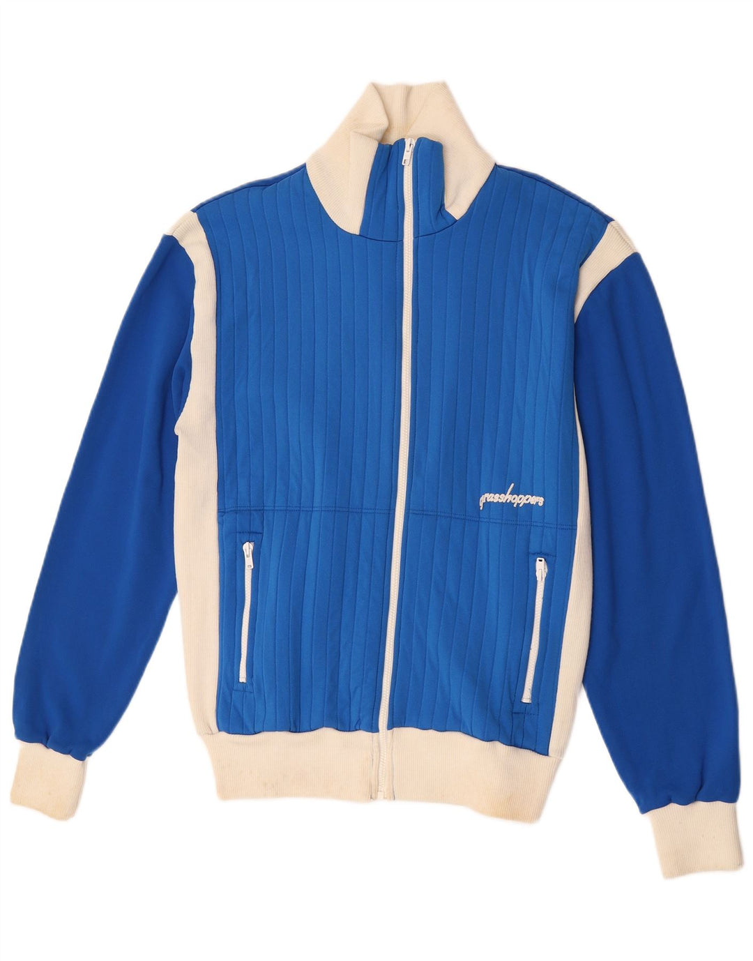 grasshoppers Herren-Cardigan-Pullover IT 54 XL Blaues Colourblock-Polyamid