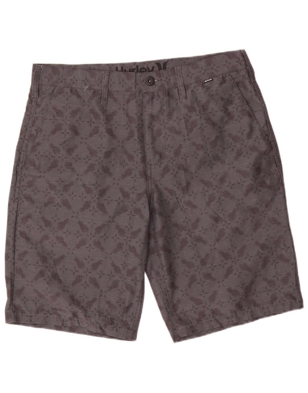 Hurley Herren Chinoshorts W33 Mittelgraues geometrisches Polyester