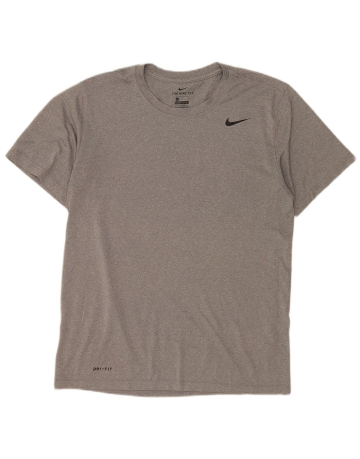 Nike Herren Dri Fit T-Shirt-Oberteil aus mittelgrauem Polyester
