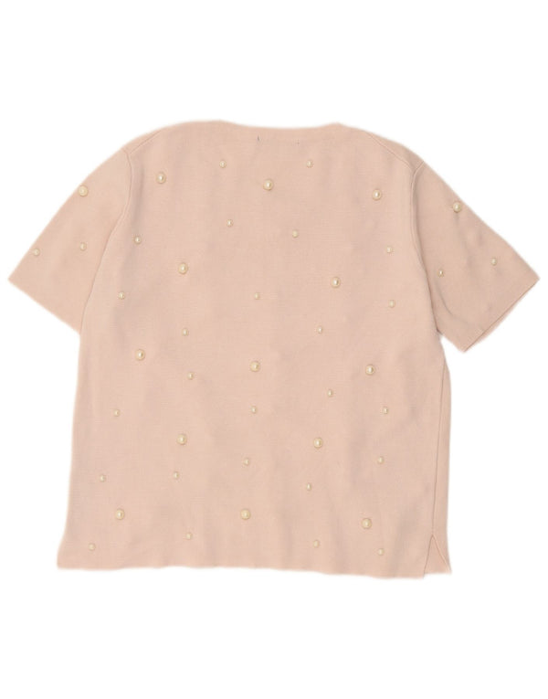 Zara Damen Bluse Top UK 14 Große rosa Viskose