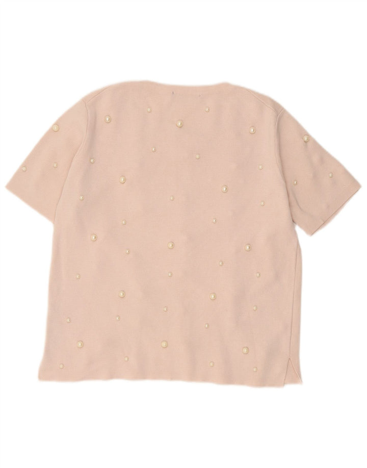Zara Damen Bluse Top UK 14 Große rosa Viskose
