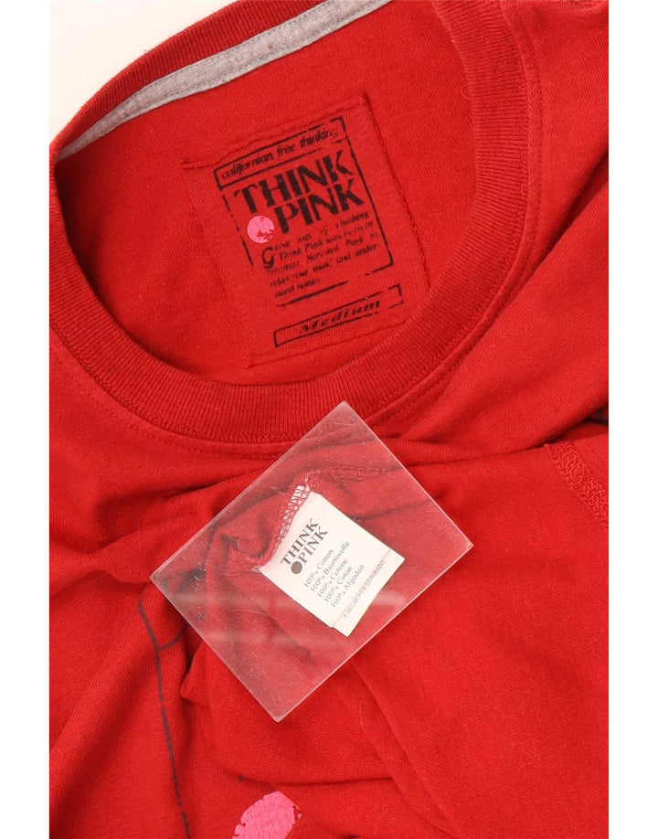 Think Pink Herren-Oberteil mit Grafik, langärmlig, mittelrote Baumwolle