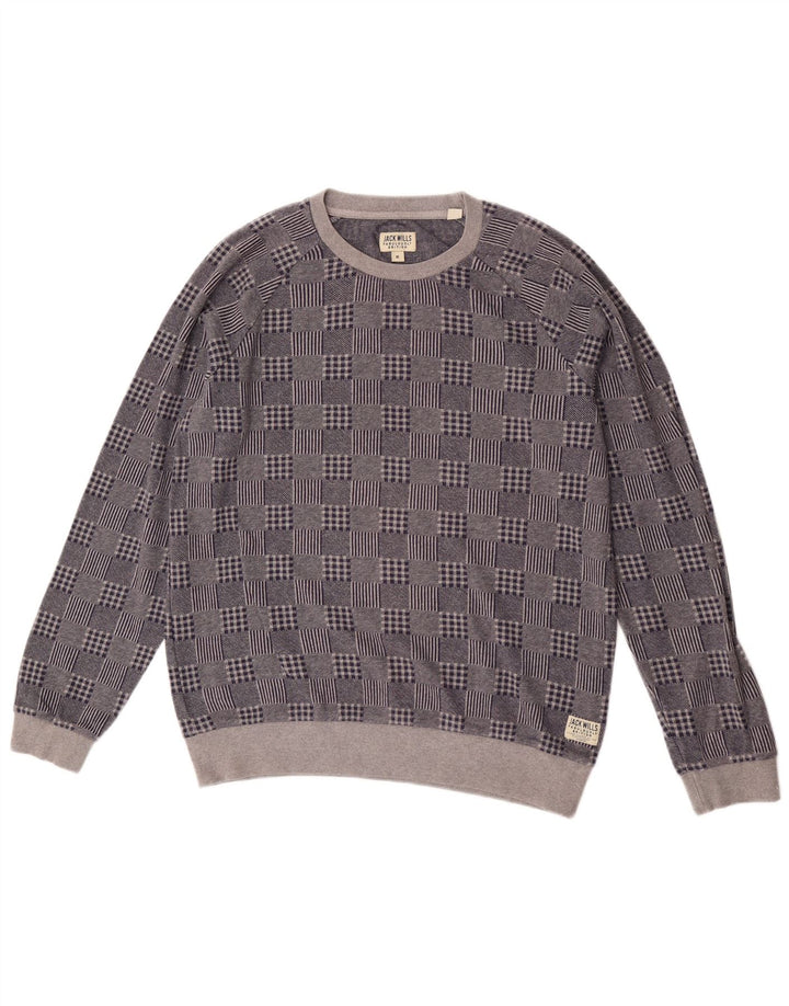 Jack Wills Herren-Pullover mit Rundhalsausschnitt, mittleres Marineblau, Patchwork