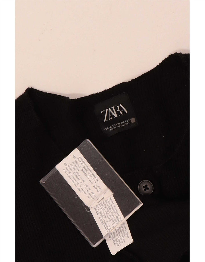 Zara Damen Crop Cardigan Pullover UK 18 XL Schwarz Polyester