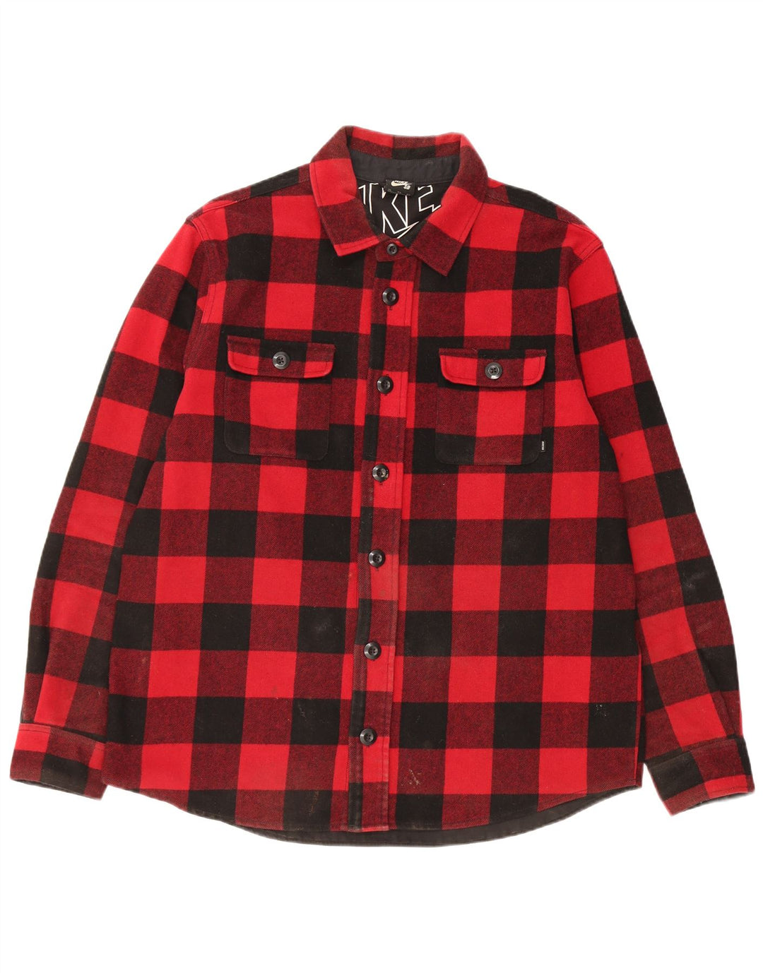 Nike Herren-Lumberjack-Flanellhemd XL aus roter Gingham-Wolle