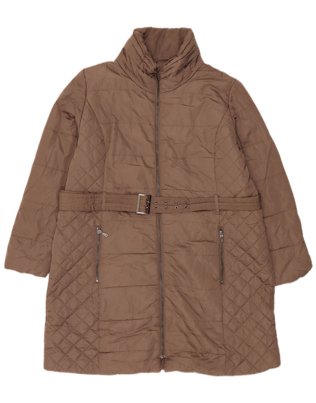 Marks & Spencer Damen-Steppmantel mit Kapuze, gepolstert, UK 18, XL, Braun, Polyester
