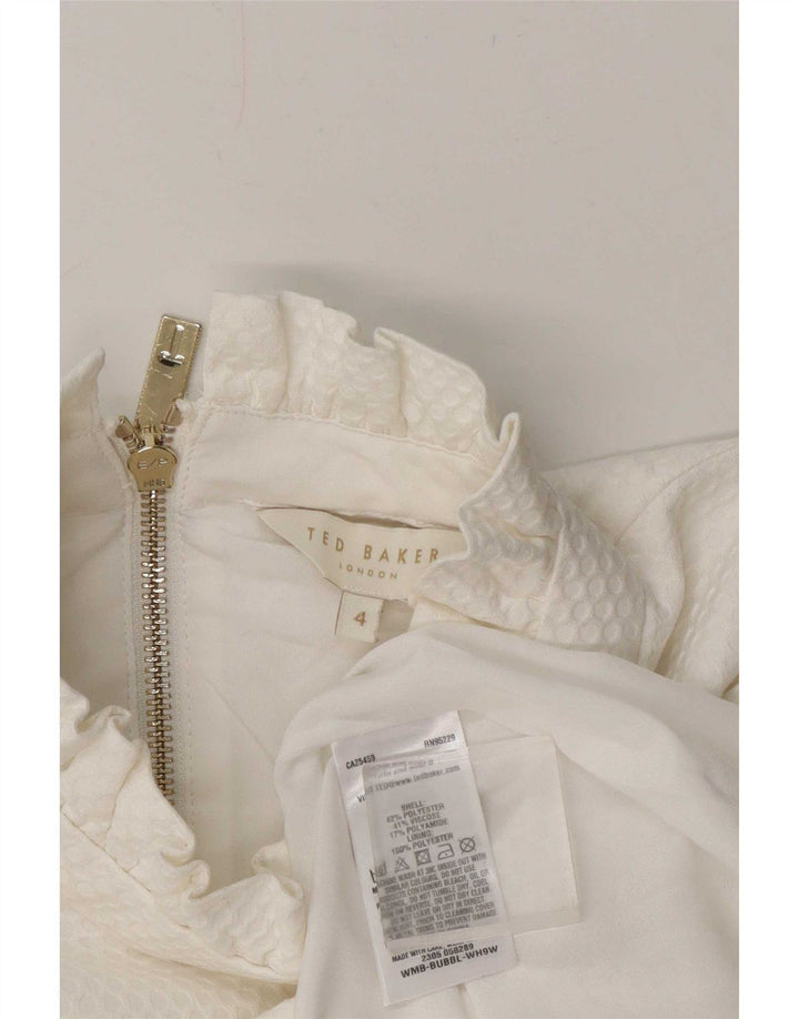 Ted Baker Damen-Blusenoberteil, Größe 4, groß, weißes Polyester