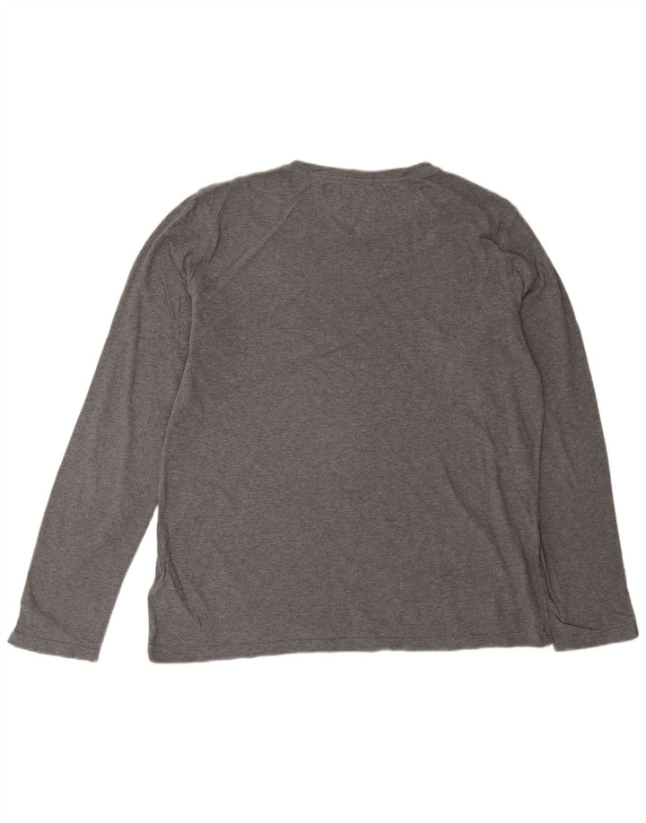 TOMMY HILFIGER Herren Grafik-Top Langarm Große graue Baumwolle