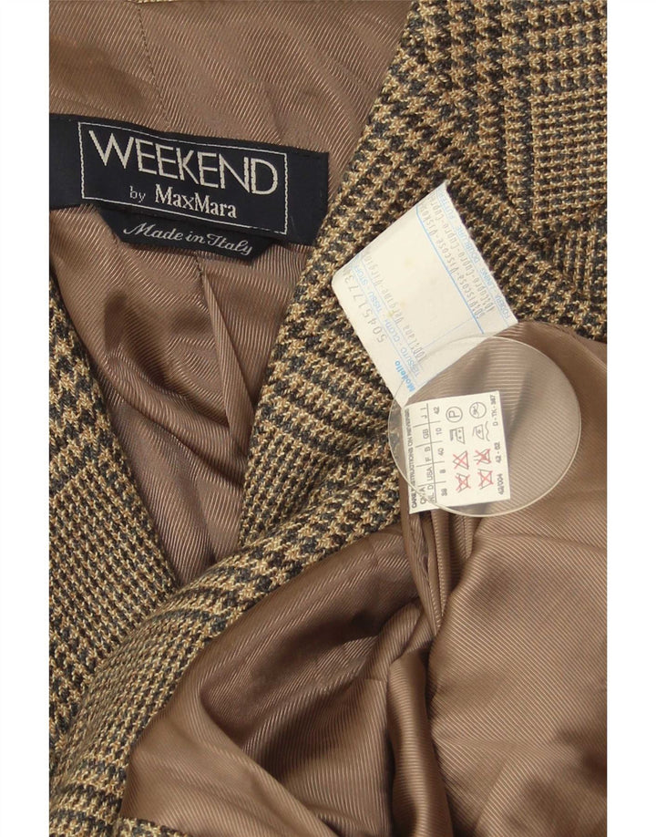Max Mara Damen Weekend Blazer Jacke UK 10 Small Brown Houndstooth