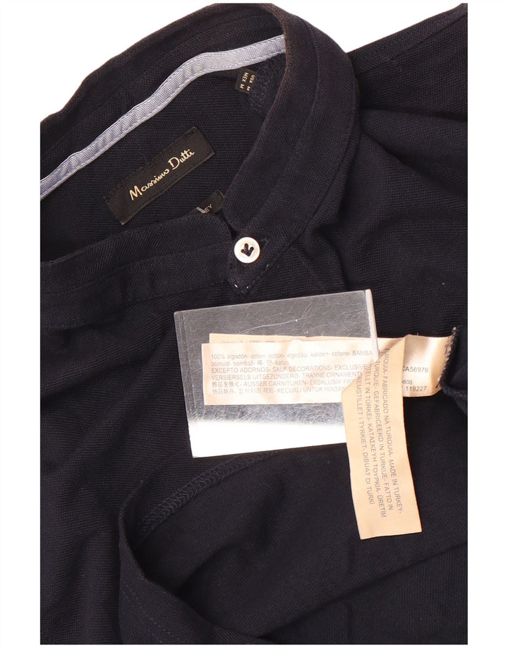 MASSIMO DUTTI Herren-Poloshirt, mittelmarineblaue Baumwolle