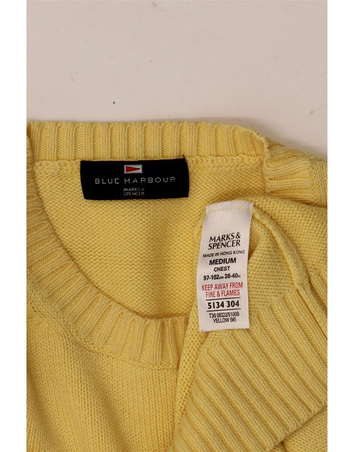 Marks & Spencer Herren Blauer Harbour-Pullover mit Rundhalsausschnitt Mittelgelb