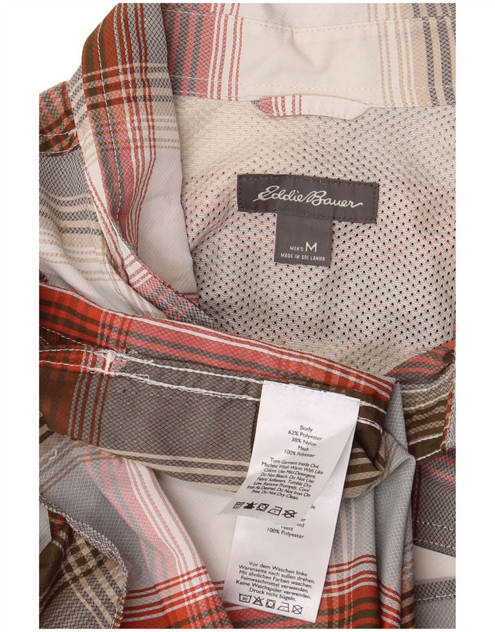 Eddie Bauer Herren-Kurzarmhemd aus mittelgrauem Karo-Polyester