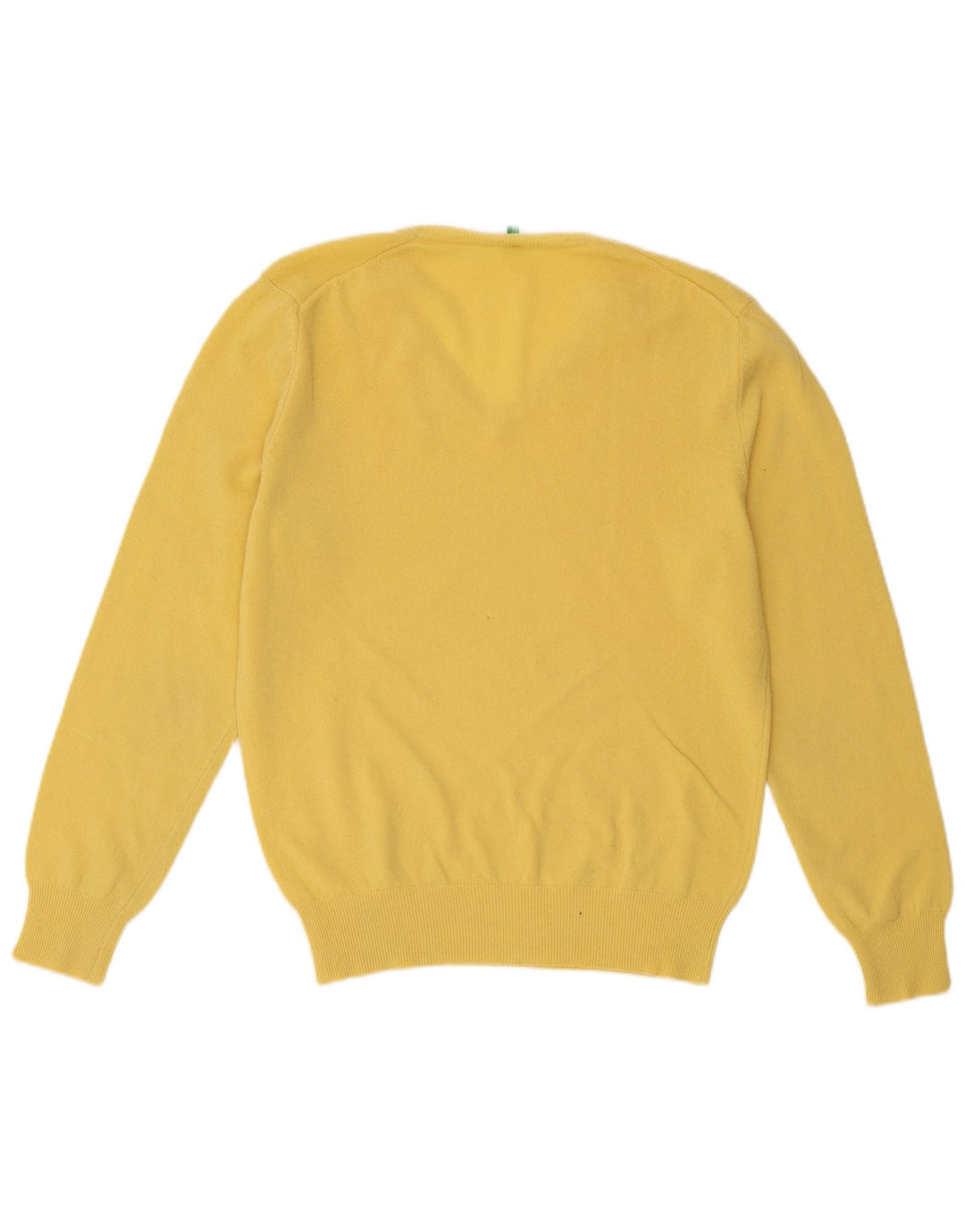 Benetton Herren-Pullover mit V-Ausschnitt, Mittelgelb
