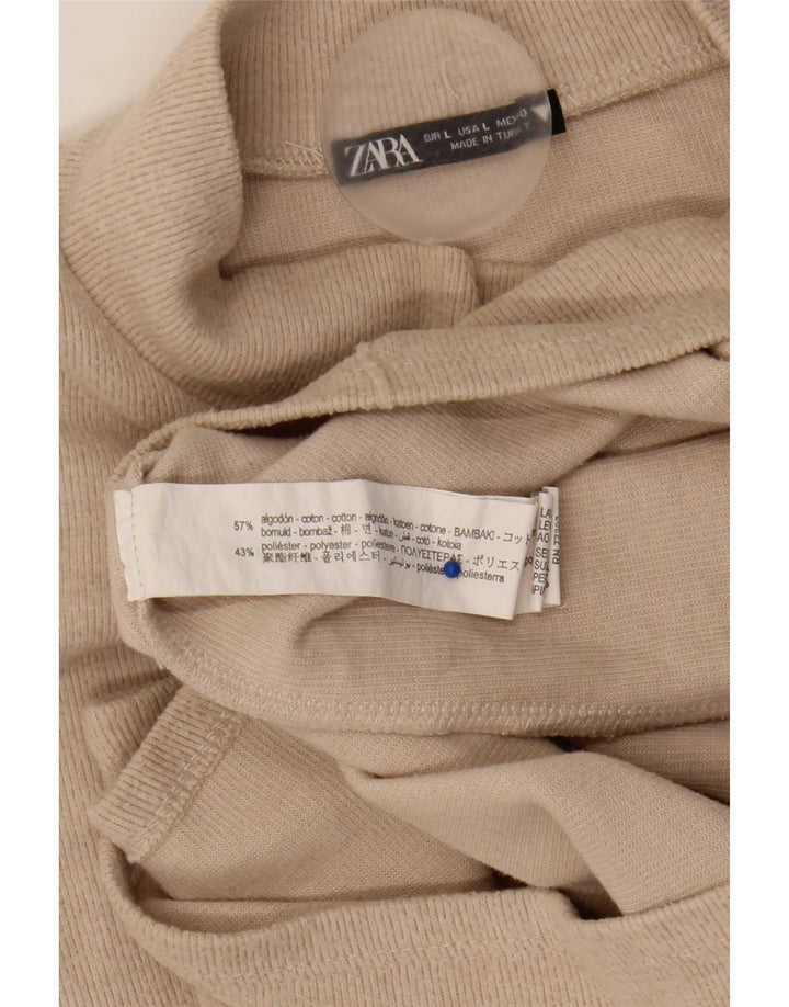 Zara Damen Etuikleid UK 16 Large Beige Baumwolle